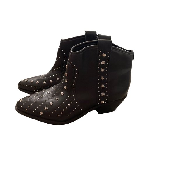 Sam Edelman Booties Womens Size 6W Black Studded Western Biker - Picture 6 of 7